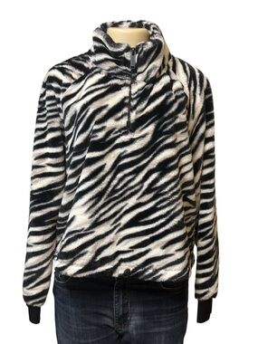Calvin Klein performance half-zip pullover with a zebra print design. Size XXL